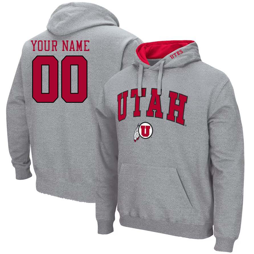 Custom Utah Utes Name And Number College Hoodie-Gray